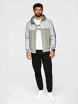 Men's contrast hooded windbreaker jacket - olive-gray V3 OM-JANP-0228
