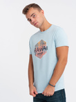 Men's printed cotton t-shirt - blue V2 S1740