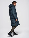 Classic men's long hooded jacket - navy blue V2 OM-JALJ-0269