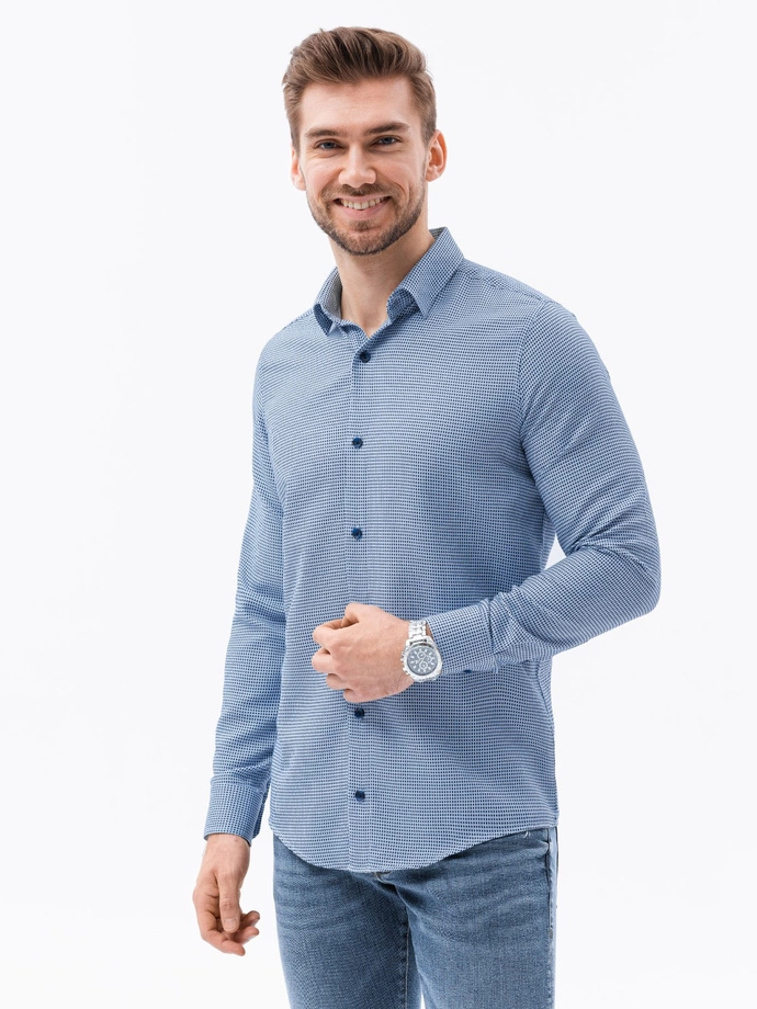 Men's shirt with long sleeves - light blue K619