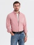 Men's REGULAR FIT cotton shirt with pocket - pink V3 OM-SHOS-0153