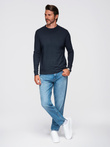 Men's knitted half turtleneck with viscose - navy blue V4 OM-SWTN-0125 