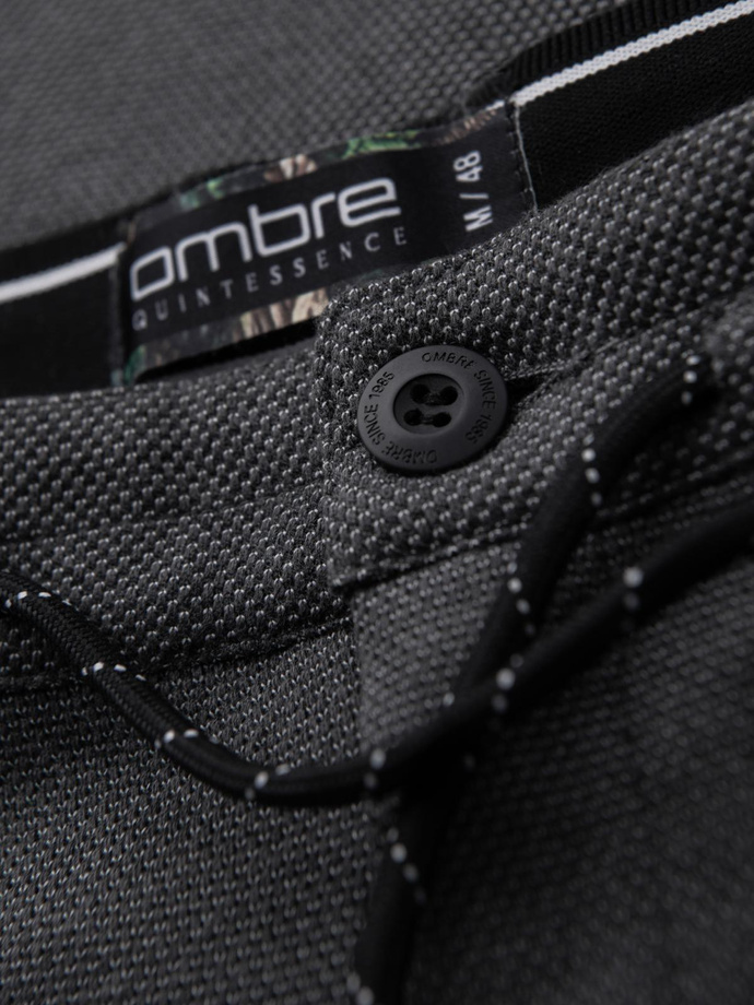 Pánské pletené kalhoty s elastickým pasem - tmavě šedé V2 OM-PACP-0116