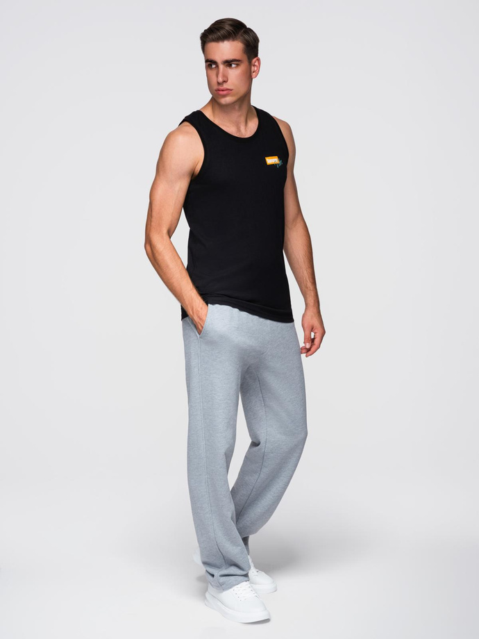 Pánské bavlněné tílko Summer Vibe s potiskem - černé V1 OM-TSTT-0191