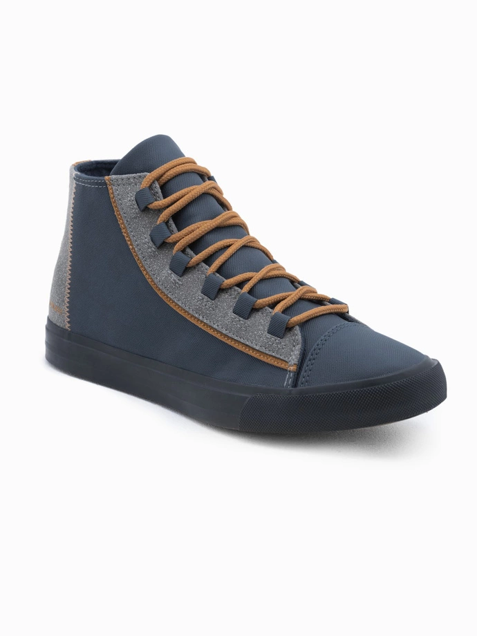Pantofi sport pentru bărbați cu contrast - albastru marin V2 OM-FOTH-0140