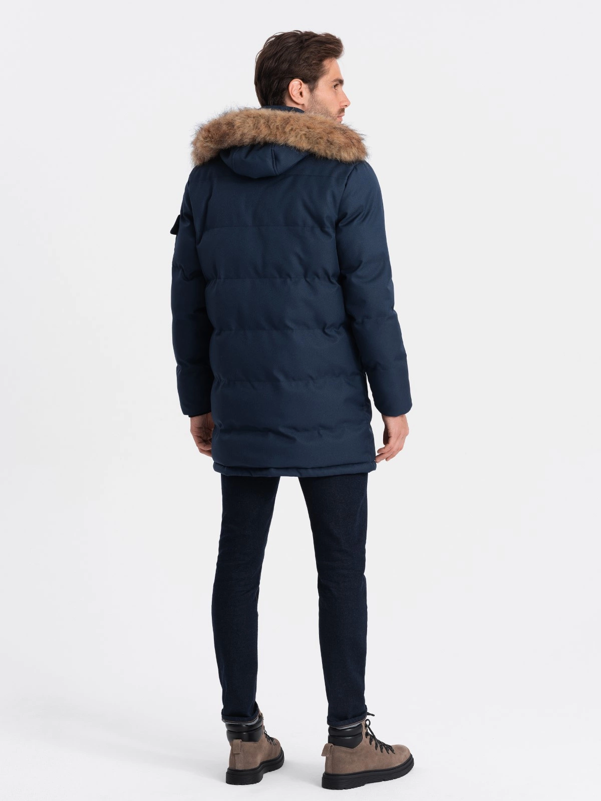 Men s winter parka jacket navy blue V1 OM JALJ 0132 Ombre Men s clothing online