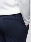 Pantaloni bărbătești din tricot pique cu talie reglabilă - albastru marin V1 OM-PACP-0283