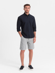 Men's knit shorts in linen and cotton - gray V1 OM-SRCS-0130