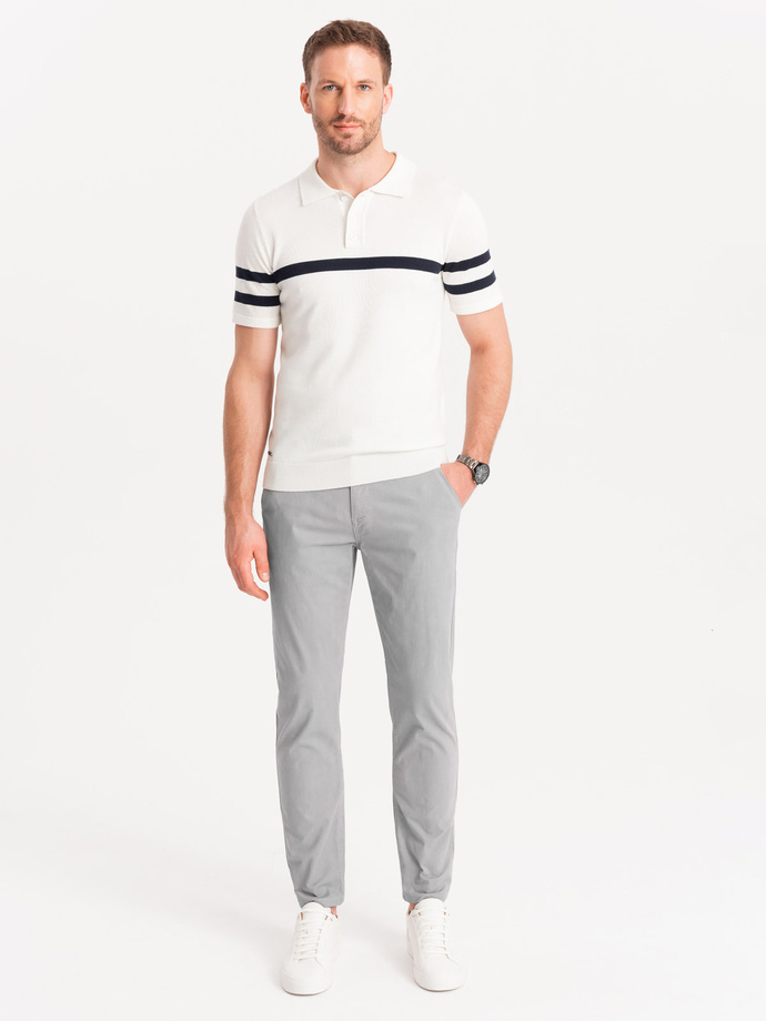 Pantaloni chino pentru bărbați cu talie decorativă - gri V6 OM-PACP-0118