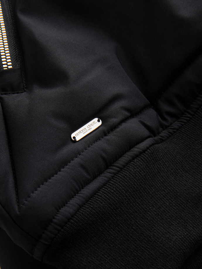 Pánska prešívaná bunda bomber s kovovými zipsami - čierna V1 OM-JALP-0143