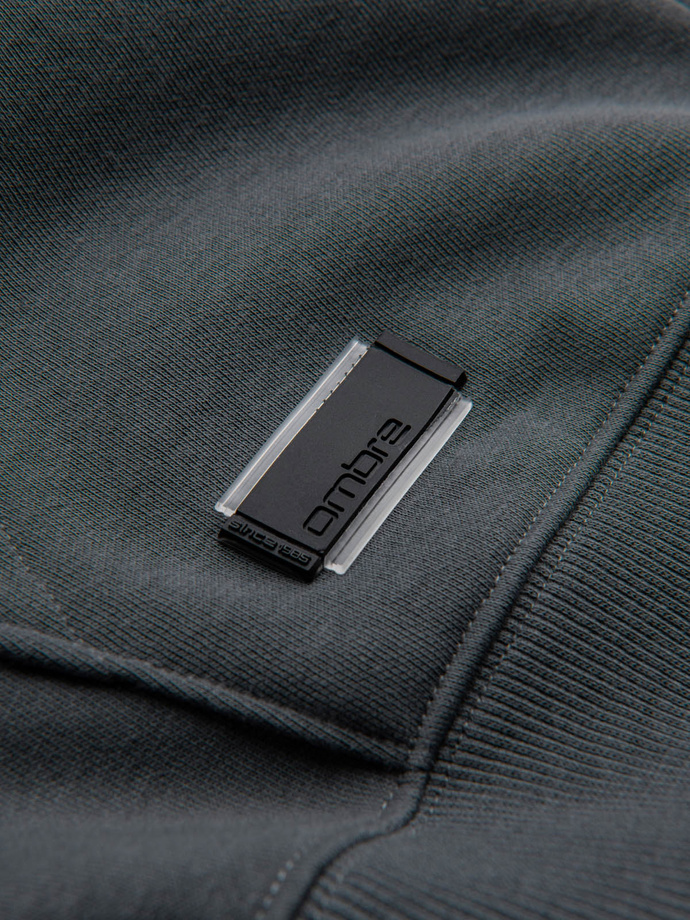 Unzipped cotton men's BASIC sweatshirt - graphite V11 OM-SSBZ-0160