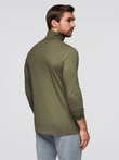 Men's plain turtleneck longsleeve - dark olive green V4 OM-LSCL-0130