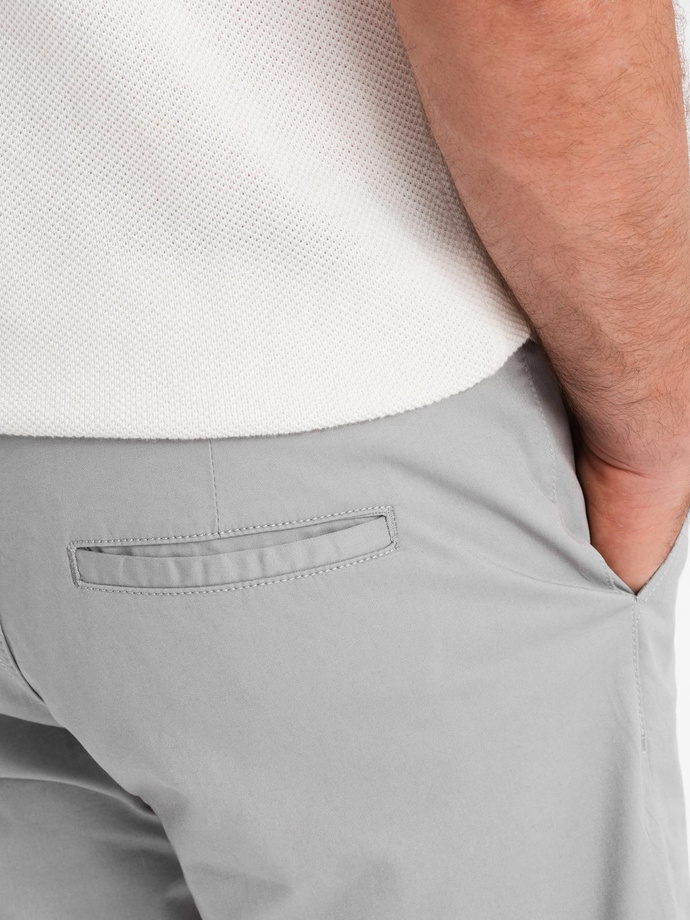 Men's classic chino shorts with rolled up leg - grey V12 OM-SRCS-0197