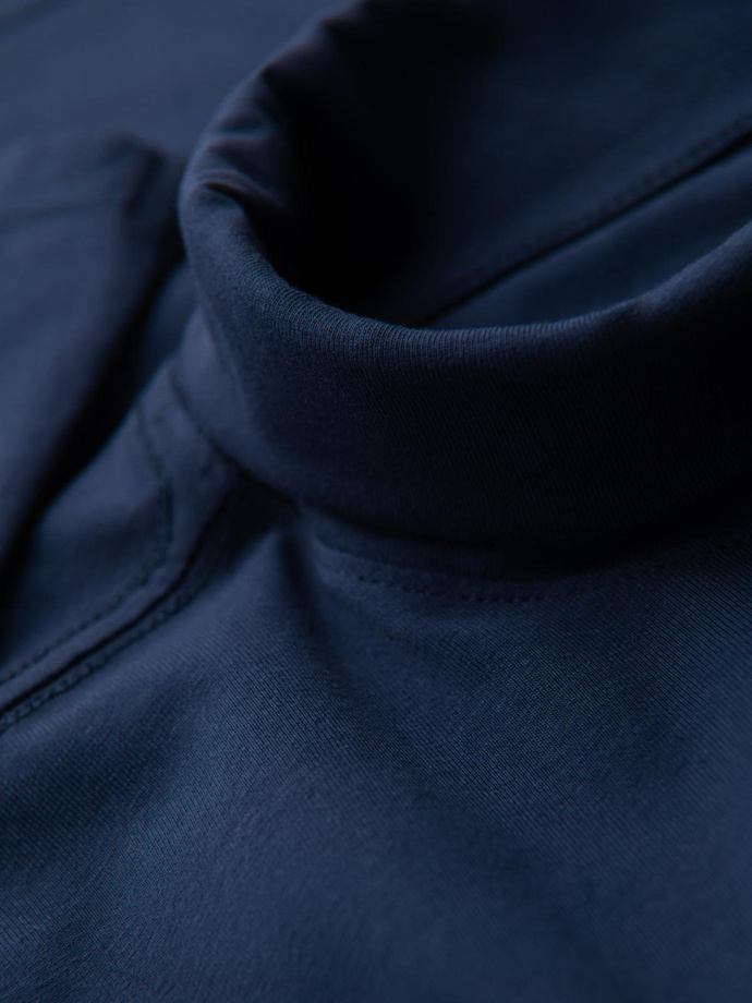 Men's plain turtleneck longsleeve - navy blue V2 OM-LSCL-0130