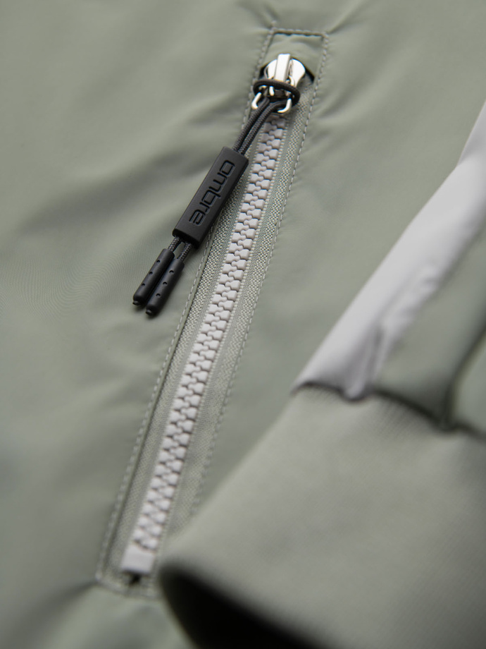 Men's contrast hooded windbreaker jacket - olive-gray V3 OM-JANP-0228