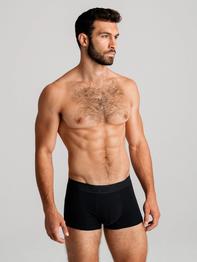 Pánske bavlnené boxerky s logom - 3-pack čierne V1 OM-UNBO-0105