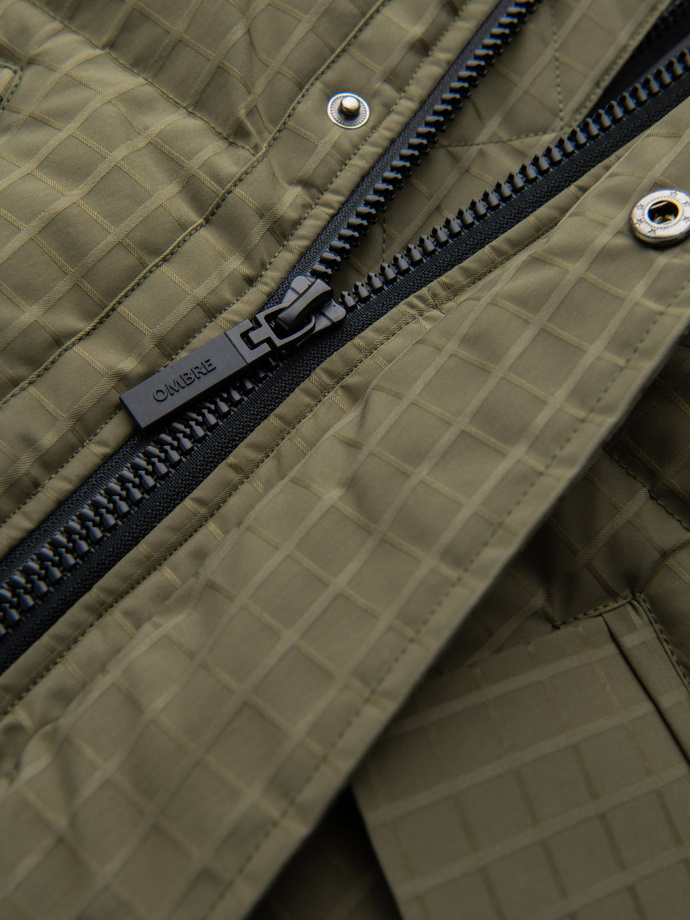 Jachetă parka lungă pentru bărbați - măsline V4 OM-JALJ-0201