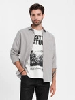 Vyriški REGULAR FIT marškiniai su kišenėmis - pilki V1 OM-SHCS-0148