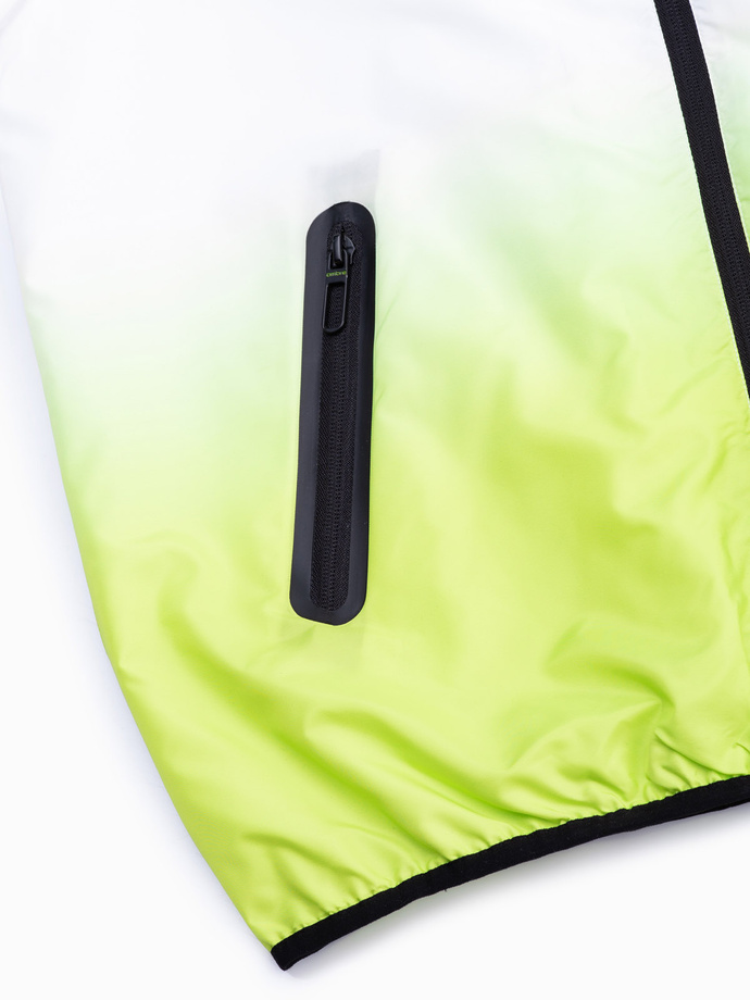 Men's sports jacket with ombre effect - white and lime green V1 OM-JANP-0104