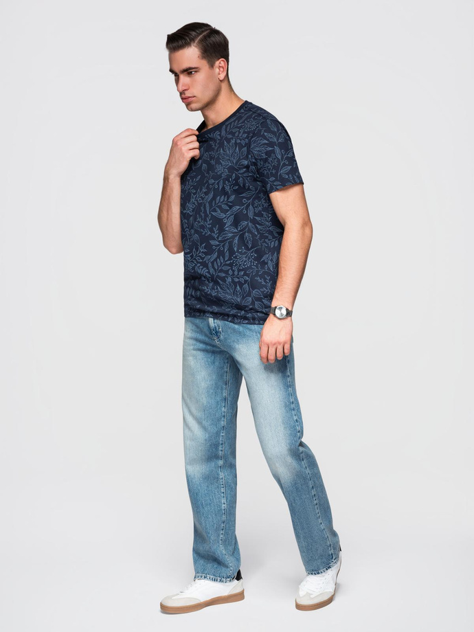 Tricou bărbătesc din bumbac cu logo dublu imprimat - alb V1 OM-TSPT-0211 