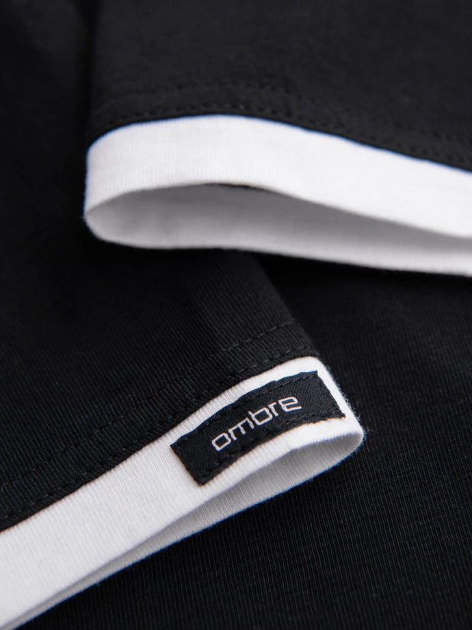 Men's cotton hooded t-shirt - black V9 OM-TSCT-0256