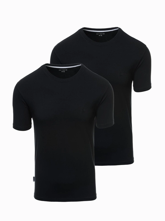 Set tricou BASIC pentru bărbați din bumbac cu decolteu rotund - negru/alb/albastru V1 OM-TSBS-0232