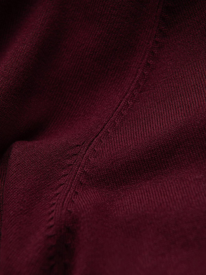 Men's single color knitted turtleneck with viscose - maroon V4 OM-SWTN-0101