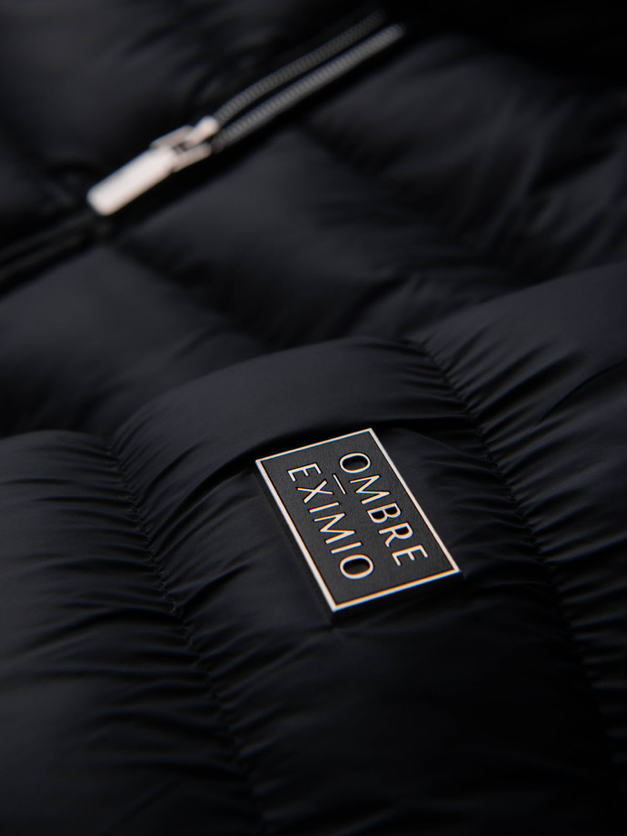 Vyriška dygsniuota klasikinė striukė su atsegama apykakle - juoda V1 OM-JALP-0261