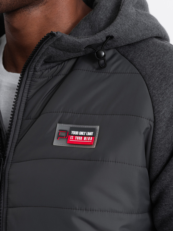 Men's mid-season jacket - dark grey C601