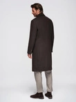 Men's double-breasted wool coat - dark brown V3 OM-COWC-0133