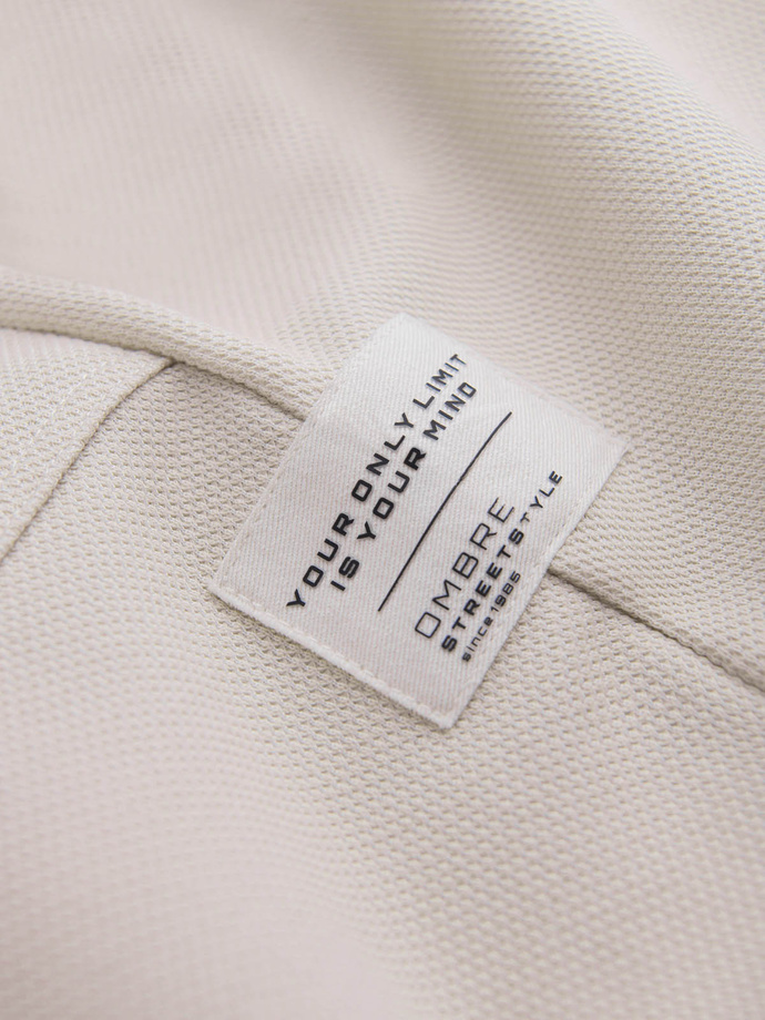 Pantaloni de trening bărbătești din tricot structurat - bej deschis V1 OM-PASK-0211