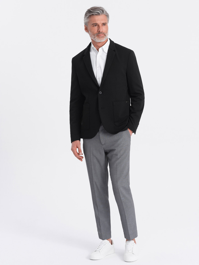 Pánské sako s kapsami - černé V5 OM-BLZB-0127