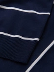 Men's horizontal striped polo shirt with viscose - navy blue and white V1 OM-POSS-0145