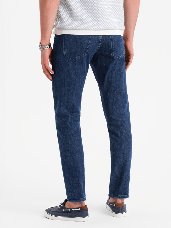 Classic men's SLIM FIT jeans with elastane - dark blue V3 OM-PADP-0216