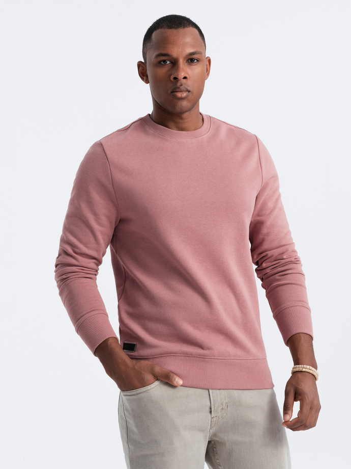 Men's BASIC cotton non-stretch sweatshirt - dark pink V4 OM-SSBN-0159