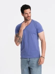 BASIC men's cotton classic tee with v-neck - purple V12 OM-TSBS-0145