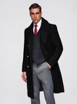 Elegant military double-breasted coat for men with wool - black V1 OM-COWC-0145
