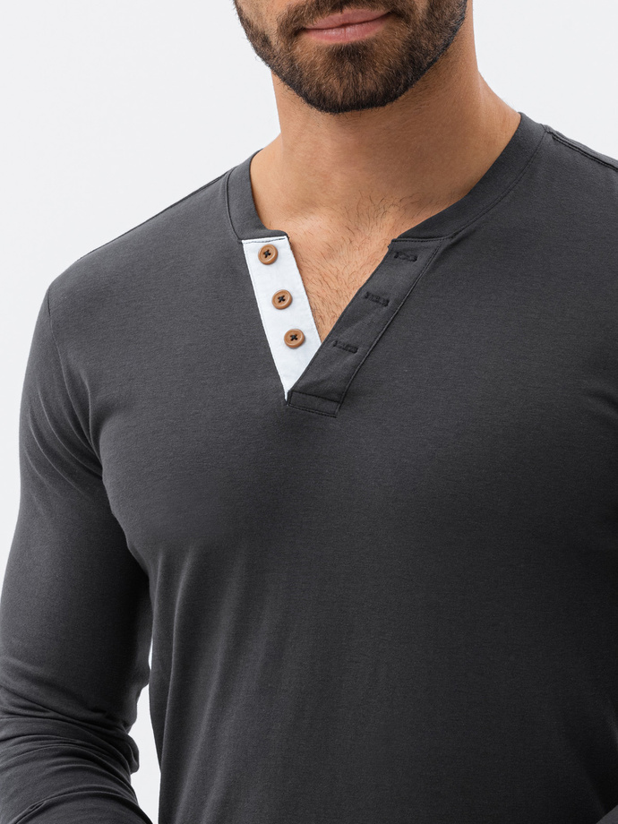 Bluza cu maneca lunga simpla barbati - gri inchis L133