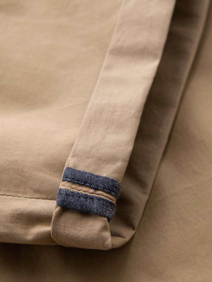 Pánské klasické chino šortky s ohrnutou nohavicí - béžové V11 OM-SRCS-0197