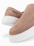 Semibotine slip-on pentru bărbați cu talpă groasă - maro deschis V3 OM-FOCS-0152