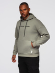 Men's kangaroo sweatshirt with embroidery and hood - khaki V3 OM-SSNZ-0241