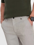 Pantaloni chino REGULAR FIT pentru bărbați cu talie elastică - gri-bej V1 OM-PACP-0157