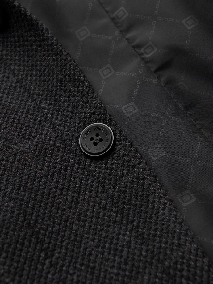 Sacou bărbătesc jacquard cu carouri fine - negru V2 OM-BLZB-0119