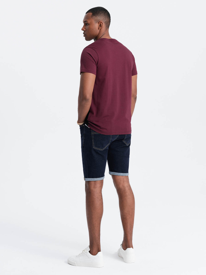 Tricou tricolor din bumbac pentru bărbați - burgundy și negru V5 OM-TSCT-0174