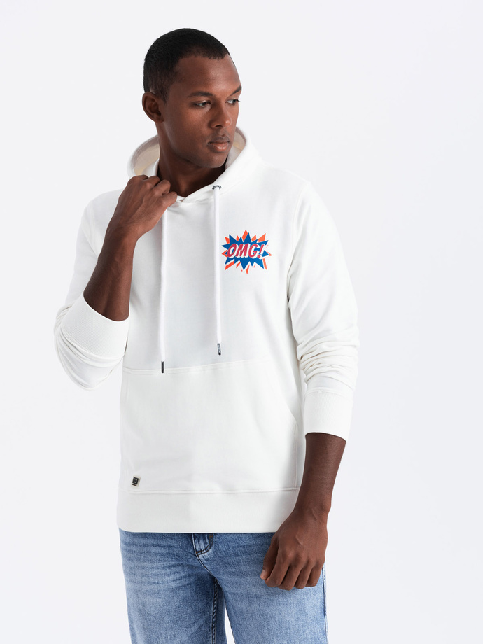 Men's hooded sweatshirt - ecru B1357