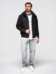 Men's jacket with hood and high collar - black V1 OM-JANP-0222