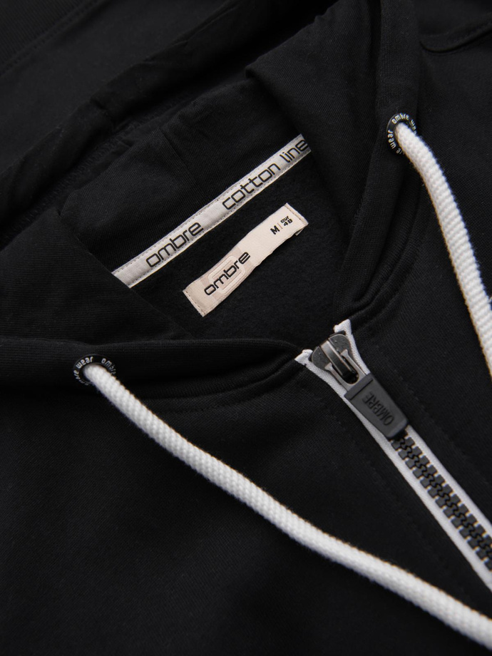 Pánská mikina BASIC na zip s kapucí - černá V5 OM-SSBZ-0178