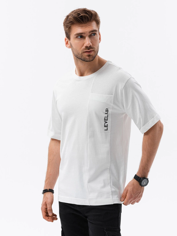 Men's t-shirt OVERSIZE - white S1628