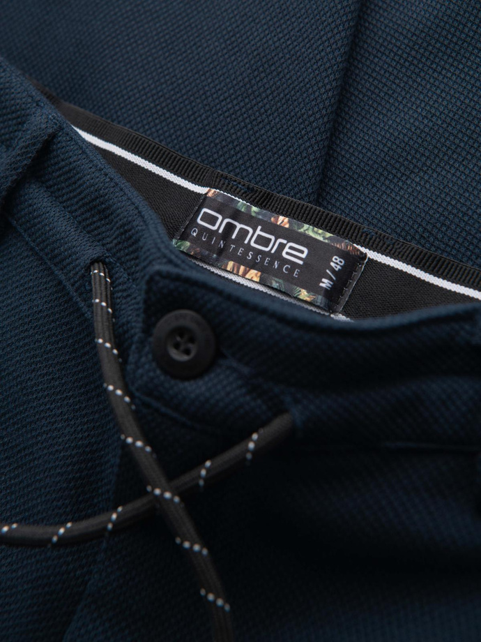 Pantaloni bărbătești tricotați cu talie elastică - albastru marin V3 OM-PACP-0116