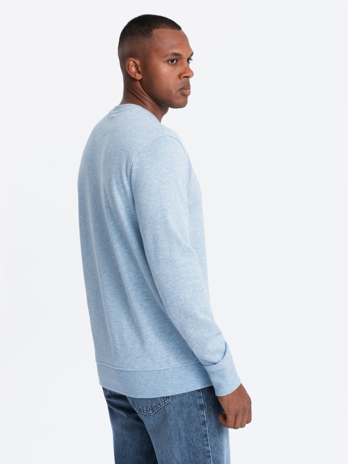 Men's mélange sweatshirt with embroidered logo - blue V3 OM-SSNZ-0163